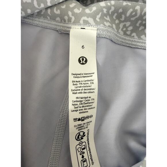 Lululemon Sz 6 Abstract Floral Print Casual Leggings Gray Pants Pull On Stretch - Picture 8 of 9